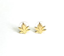 Load image into Gallery viewer, Mini Leaf Post Back Stud Earrings (Gold and Rhodium)
