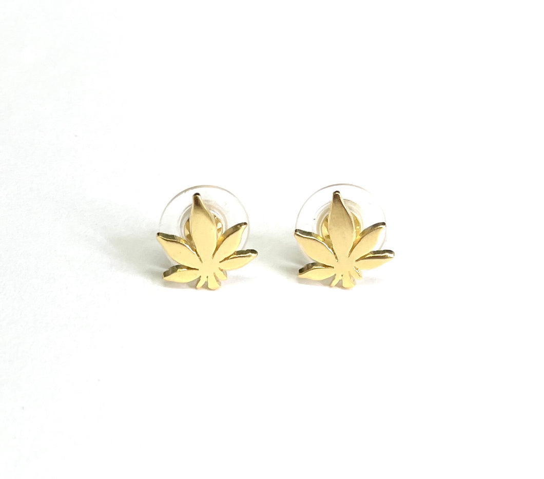 Mini Leaf Post Back Stud Earrings (Gold and Rhodium)